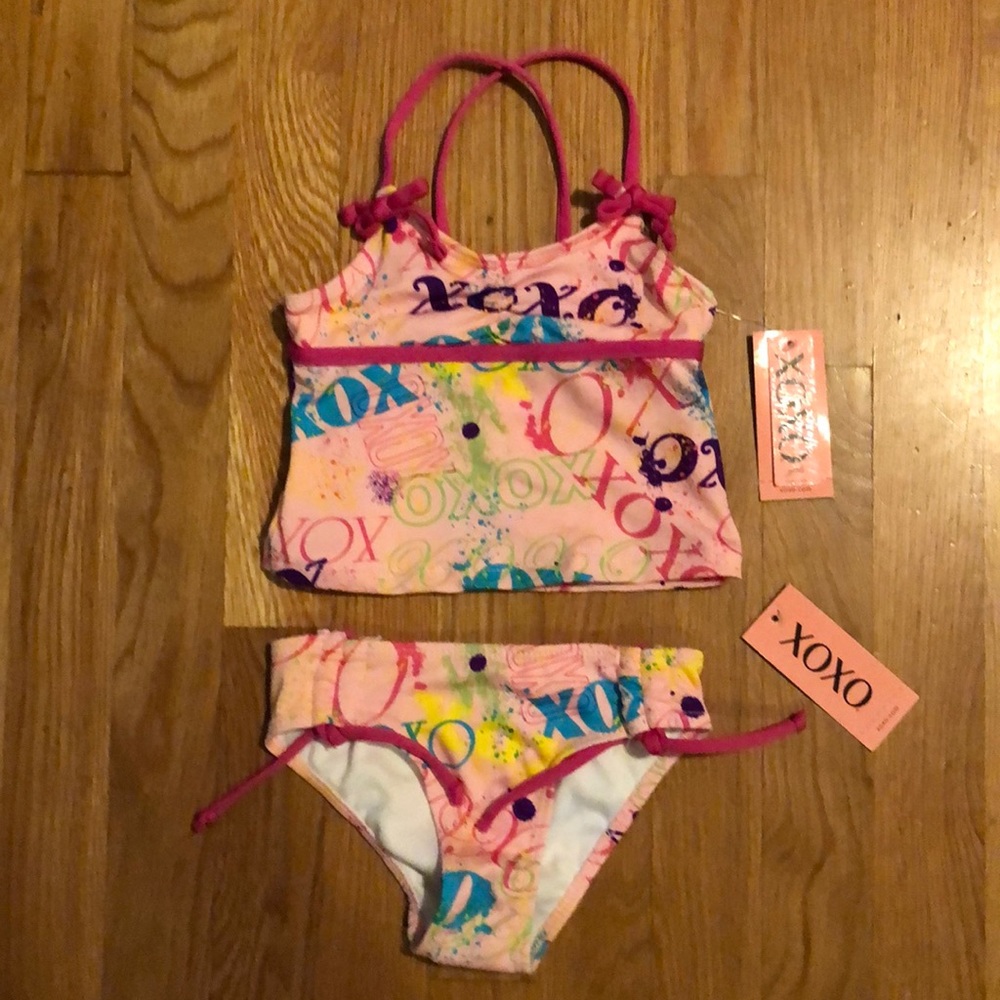 New! Xoxo size 4 tankini in bright happy colors & bows